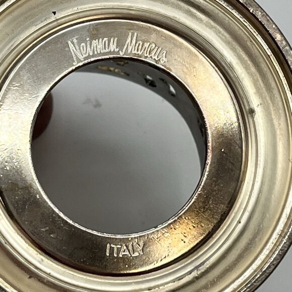 Vintage Neiman Marcus Silver Plated Filigree Glass Candle Holder Italy 3' Tall - Picture 7 of 7